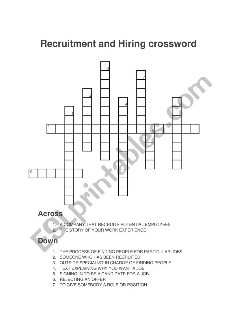 Job Recruitment vocabulary worksheet