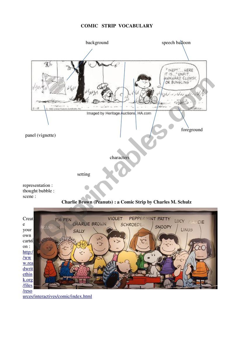 cartoon vocab worksheet