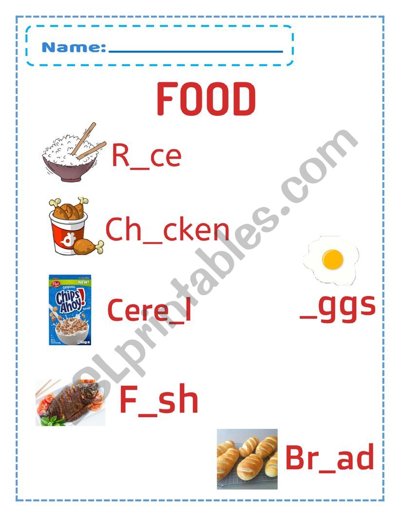 Food P1 worksheet