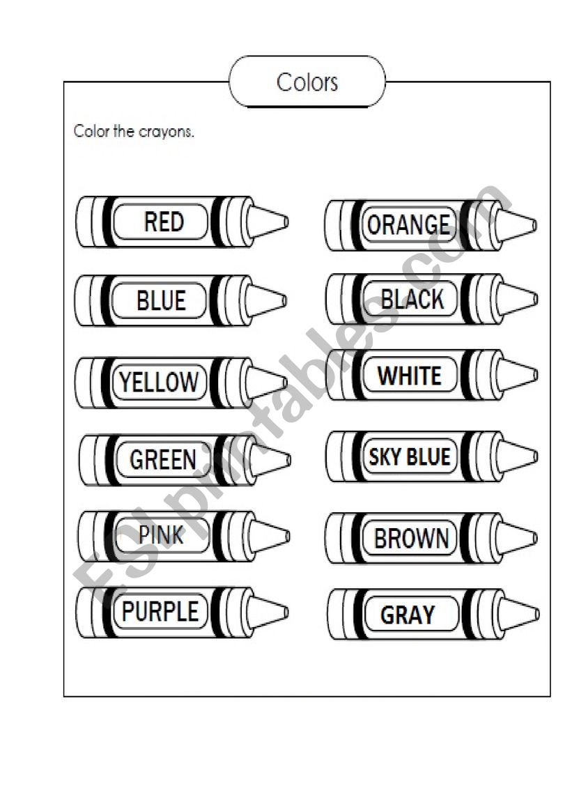 the colors - crayons worksheet