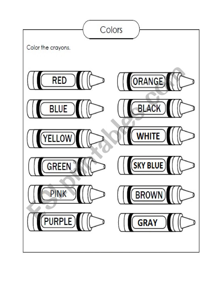 Preschool Crayons Color Chart