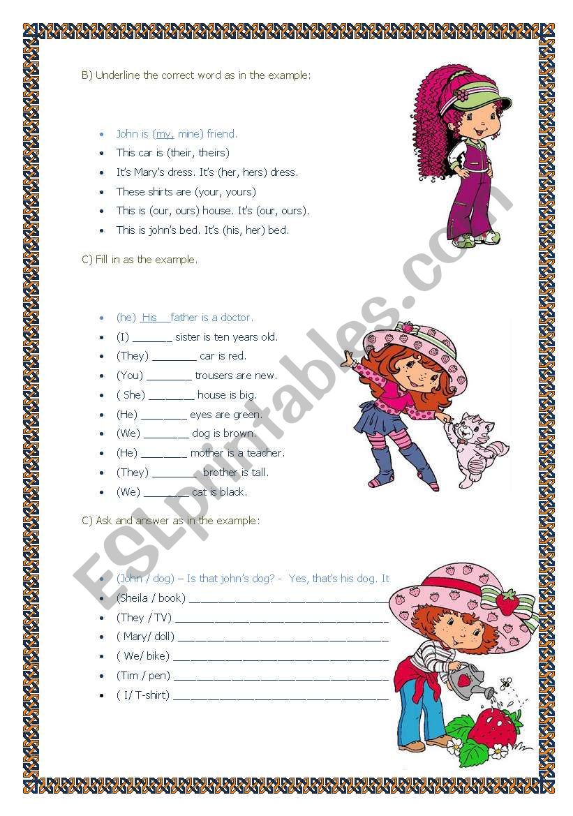 Possessives(19.08.08) worksheet