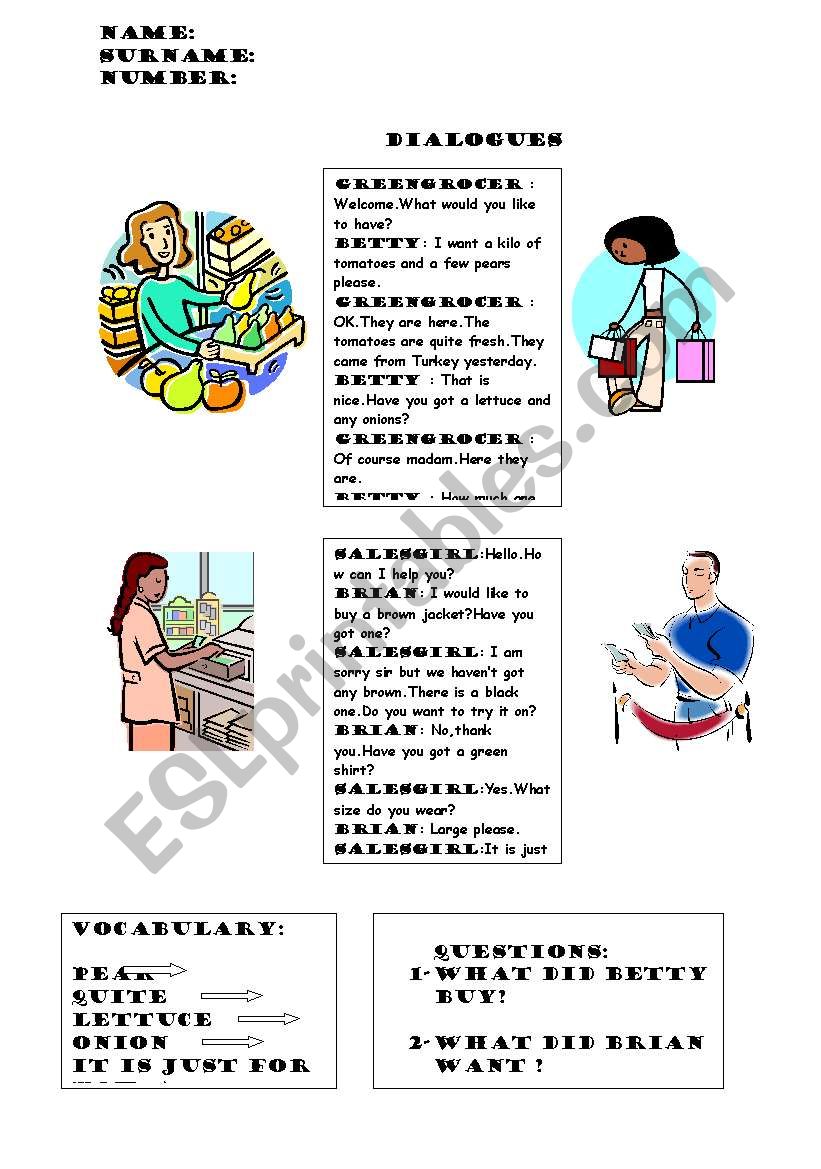 dialogue drills worksheet