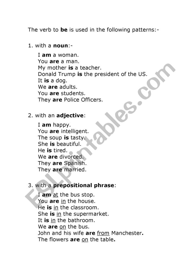 Simple explanation of when to use the verb to be