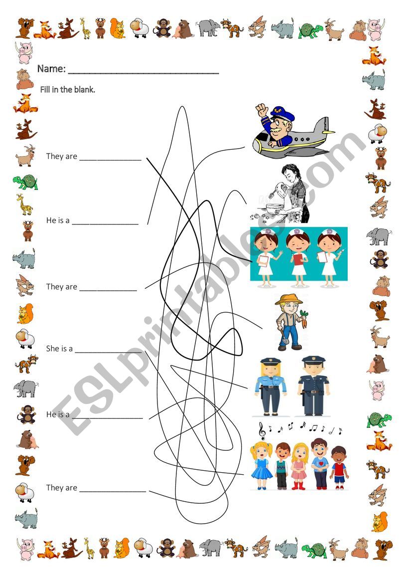 jobs - singular and plural worksheet