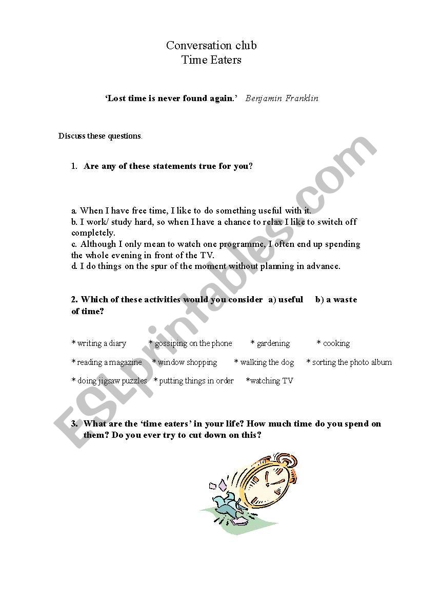 Time eaters worksheet