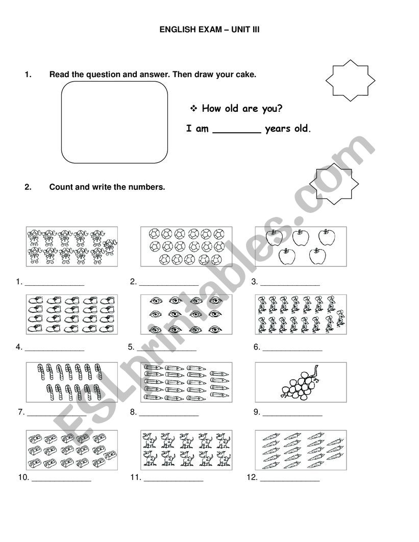 how old are you? and numbers worksheet