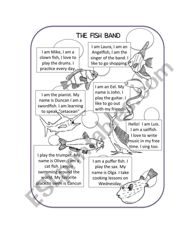 THE FISH BAND worksheet