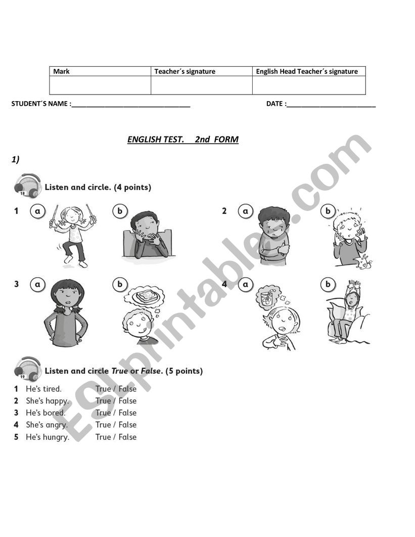 test worksheet