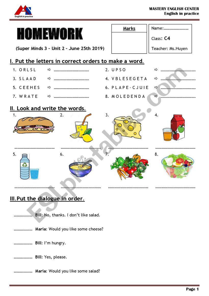 Super Minds 3 - Unit 2 worksheet