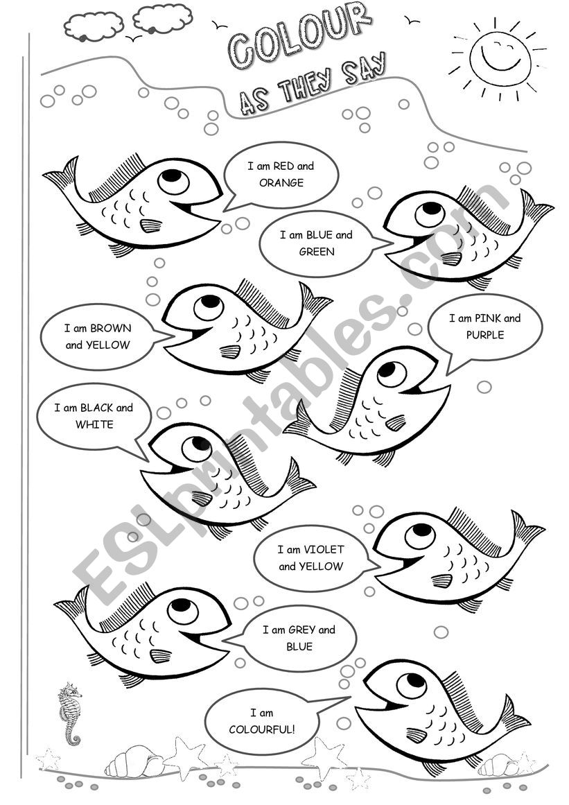 Colour the fish as they say worksheet