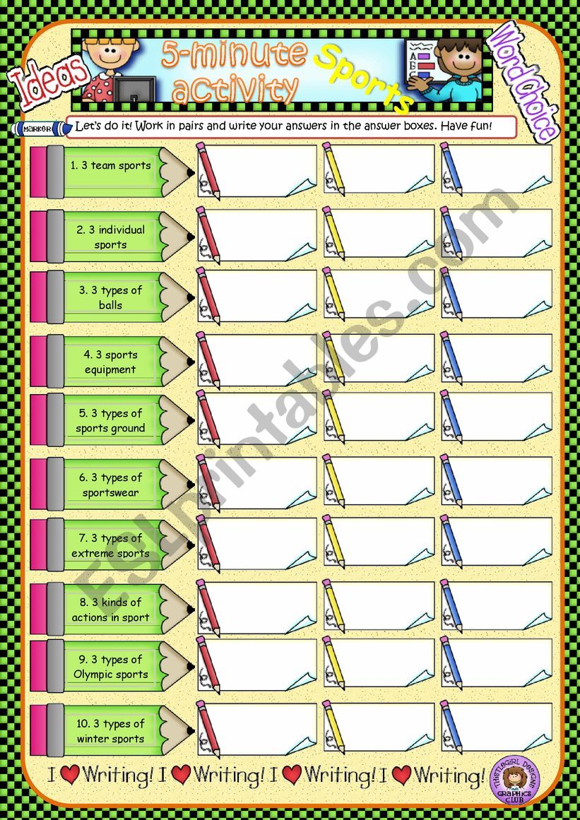 5 minute activity about Sports