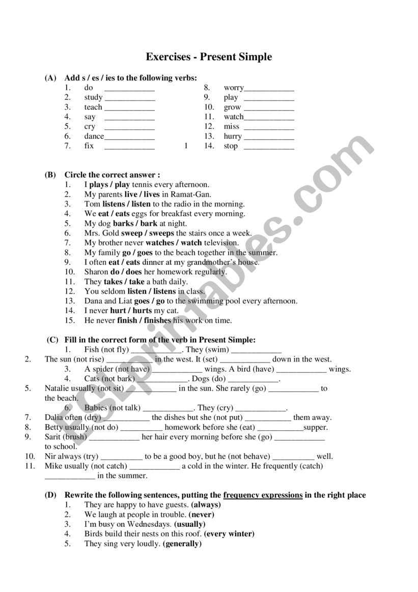 Present Simple worksheet