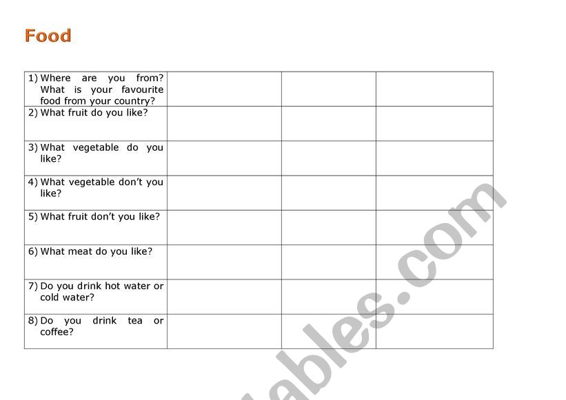 Food mill drill 1 worksheet