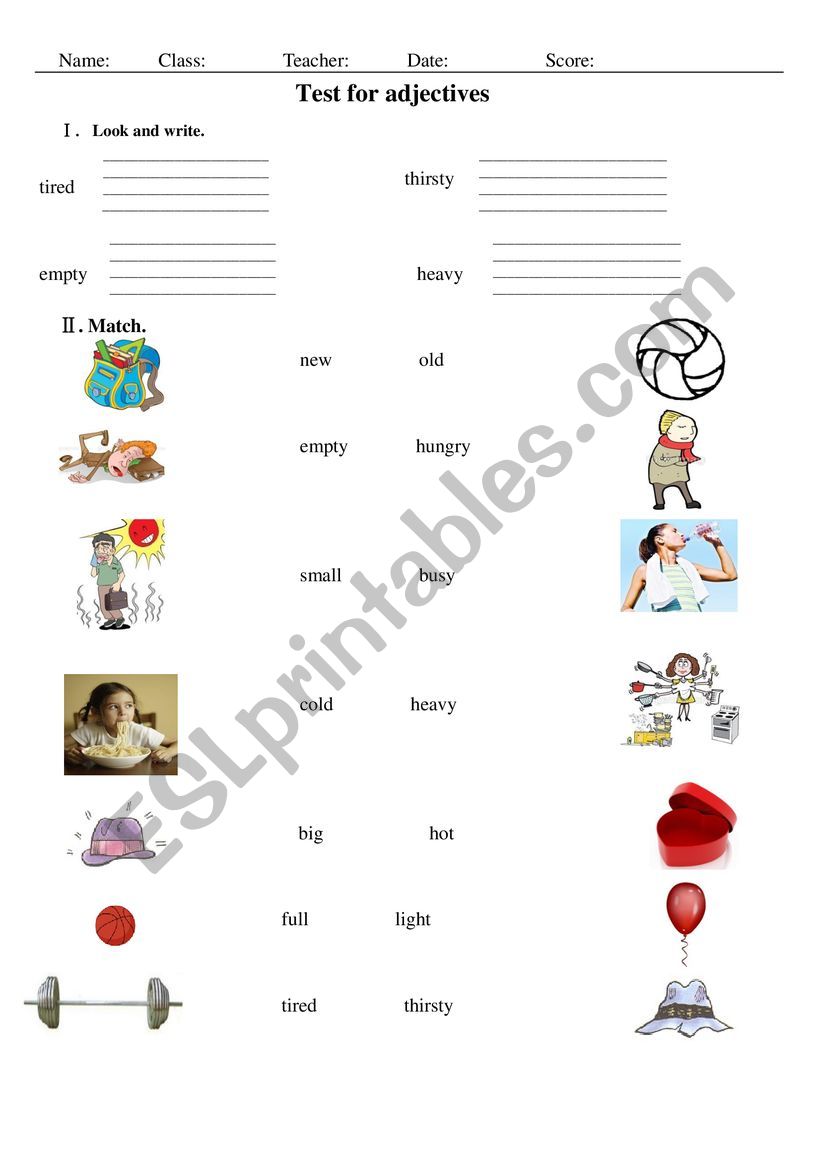 adjectives worksheet