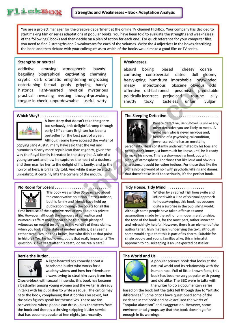 Book Adjectives and Adaptation Debate 