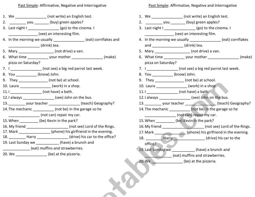 Past Simple worksheet