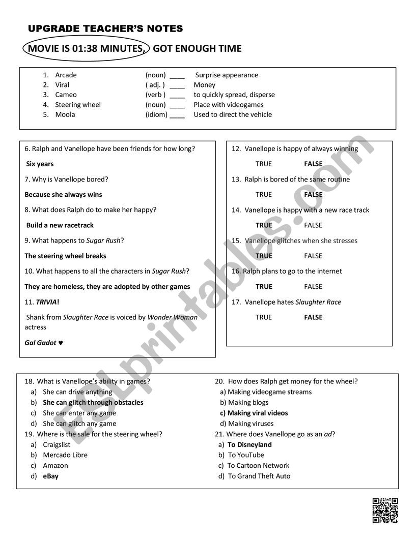 Ralph Breaks the Internet worksheet