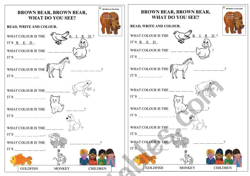 BROWN BEAR, WHAT DO YOU SEE? worksheet