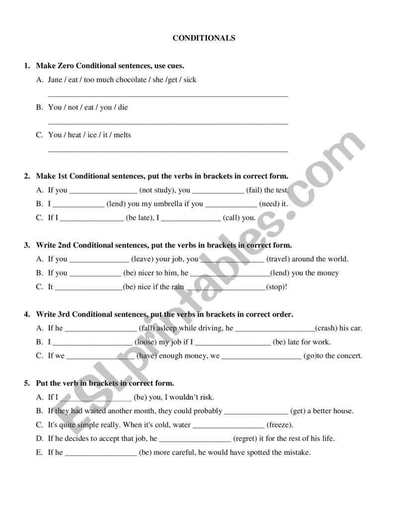 Mix Conditionals worksheet