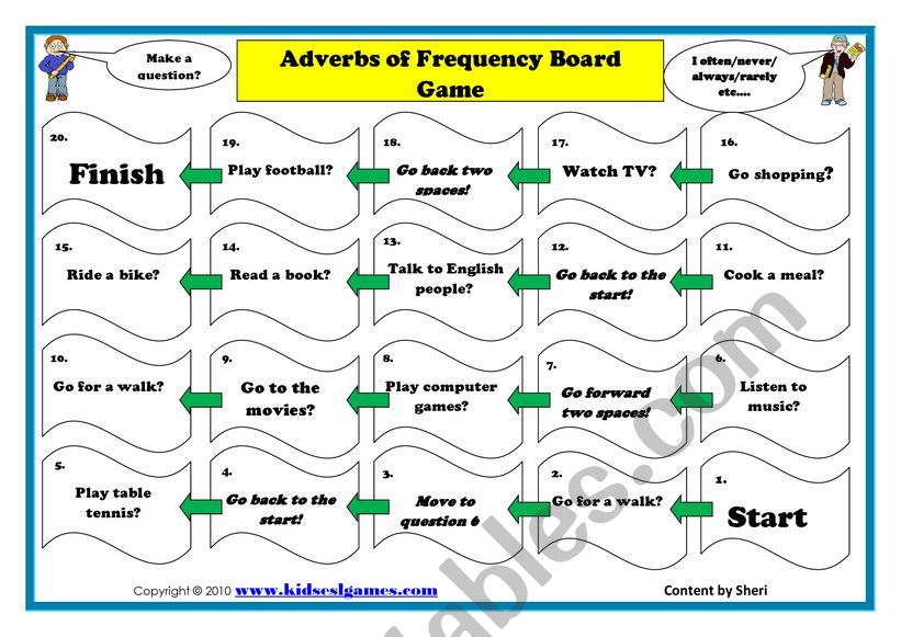 Simple present tense board game