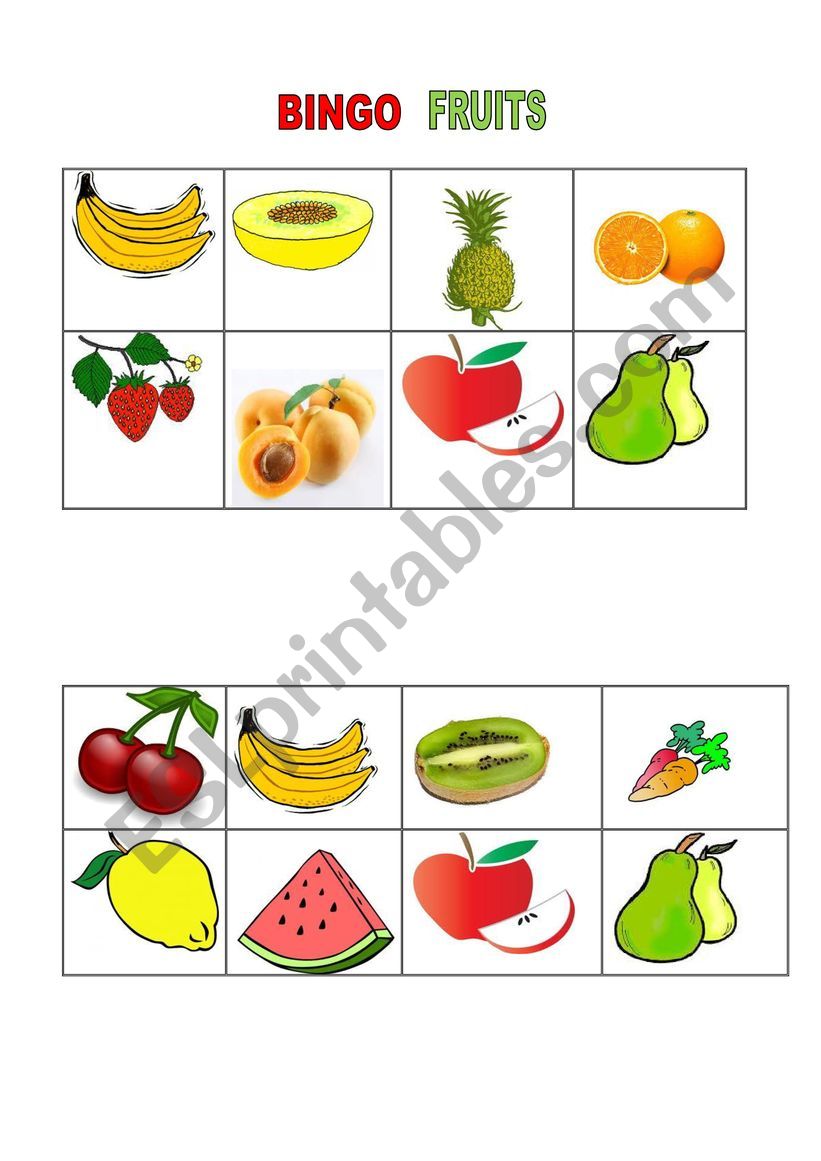 Fruits Bingo worksheet