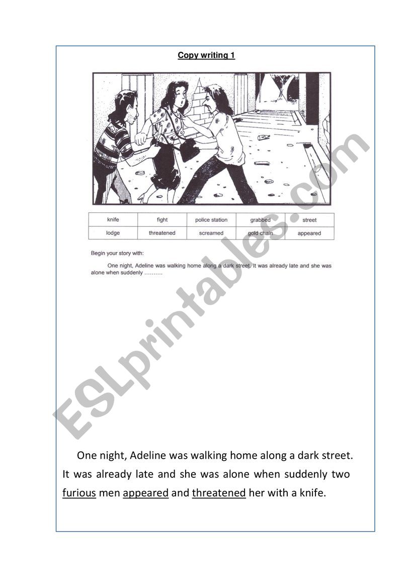 COPY WRITING EXERCISE worksheet