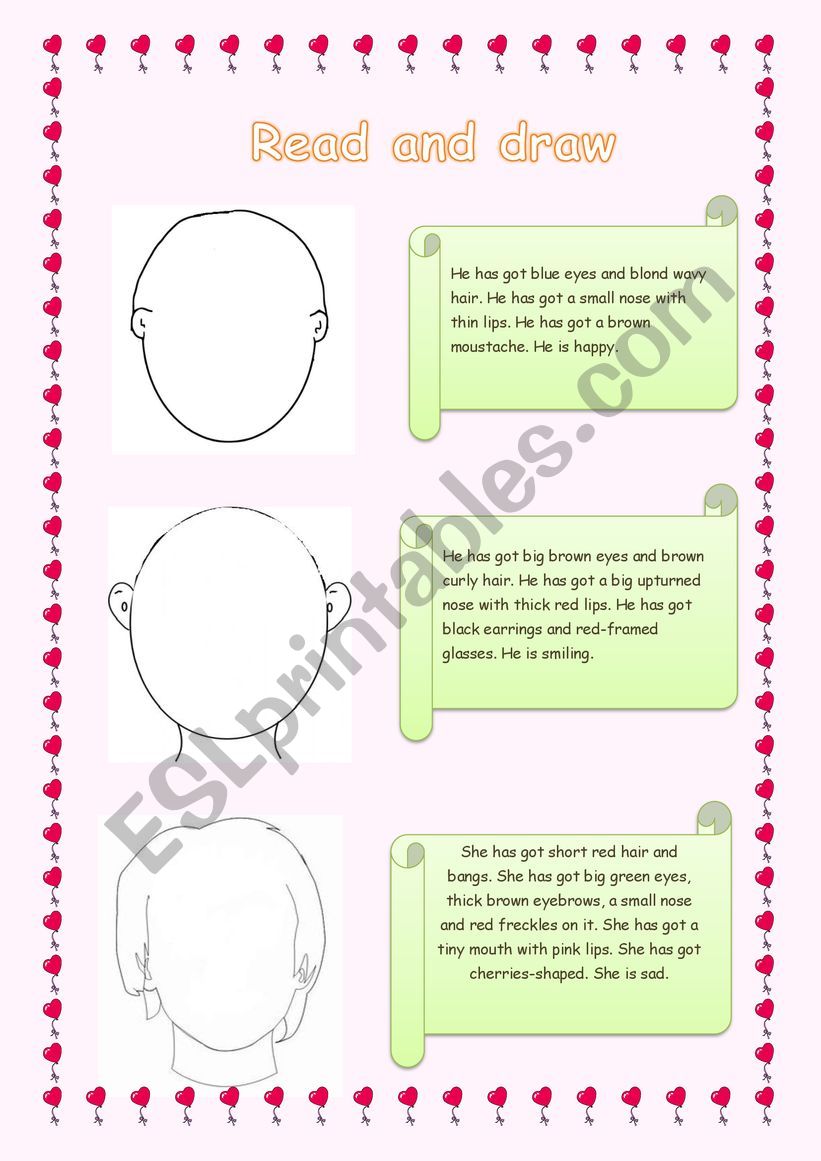 face  worksheet