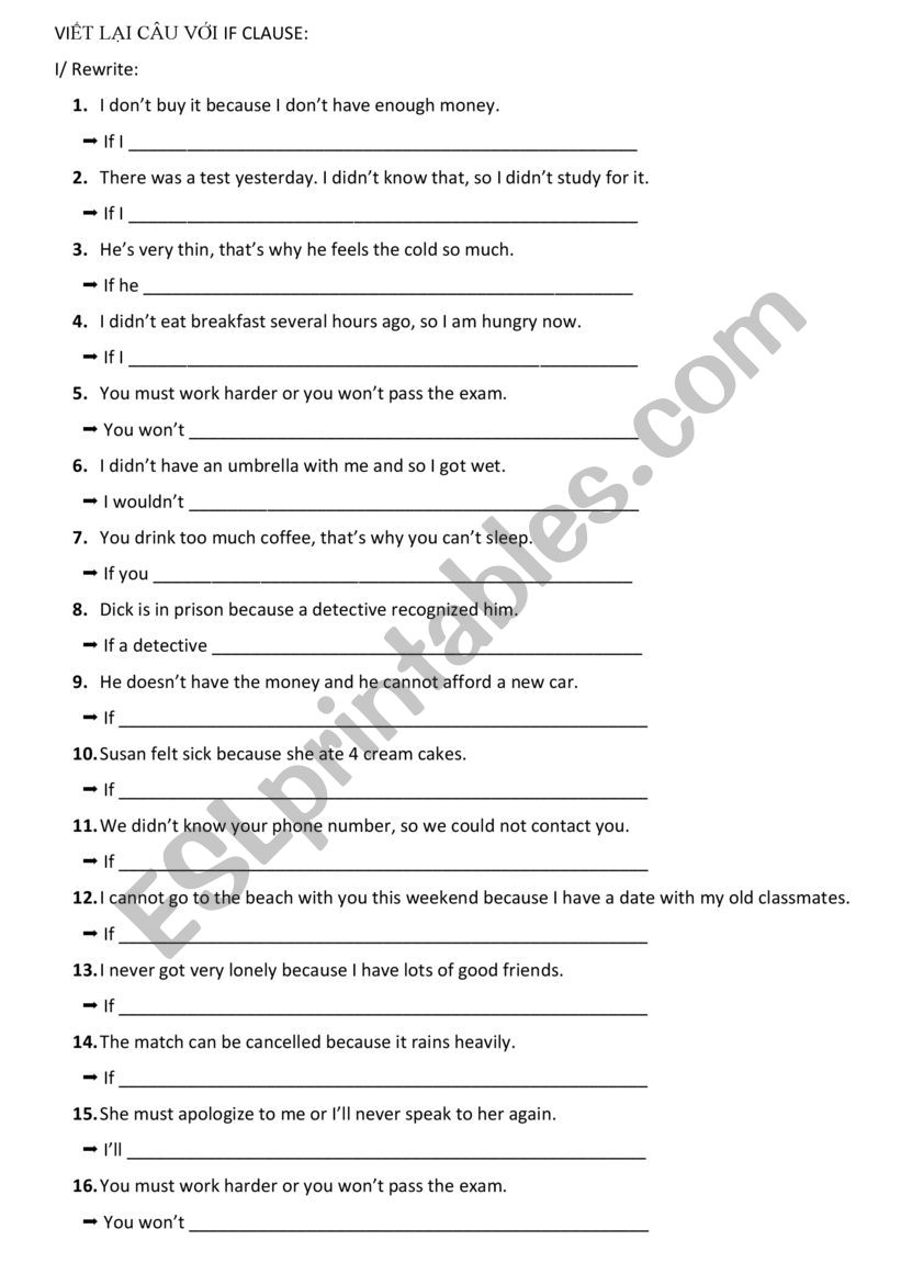 if clause worksheet