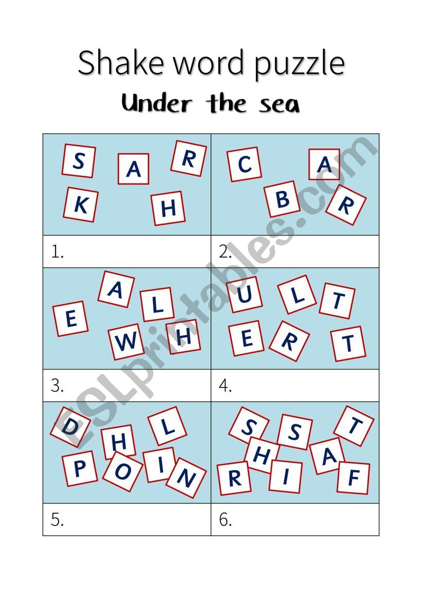 Shake word puzzle - Under the Sea