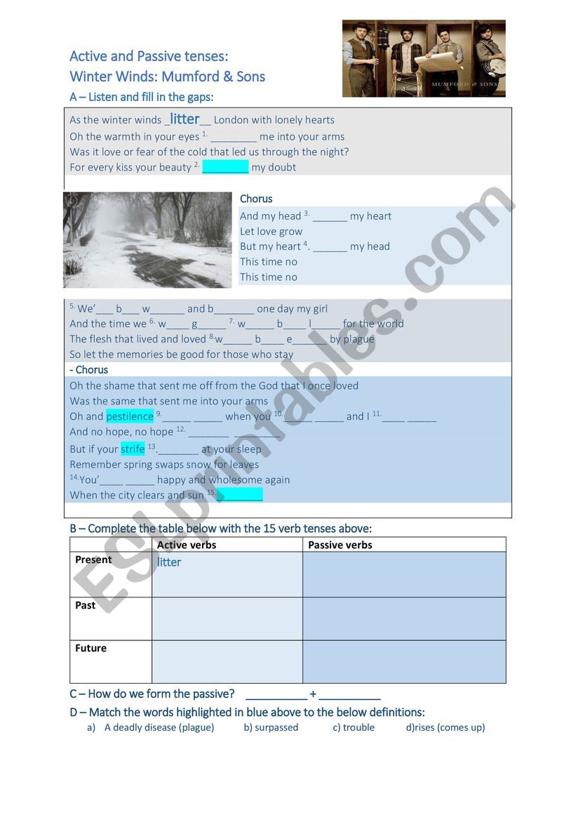 Passive tenses - Winter Winds - Song