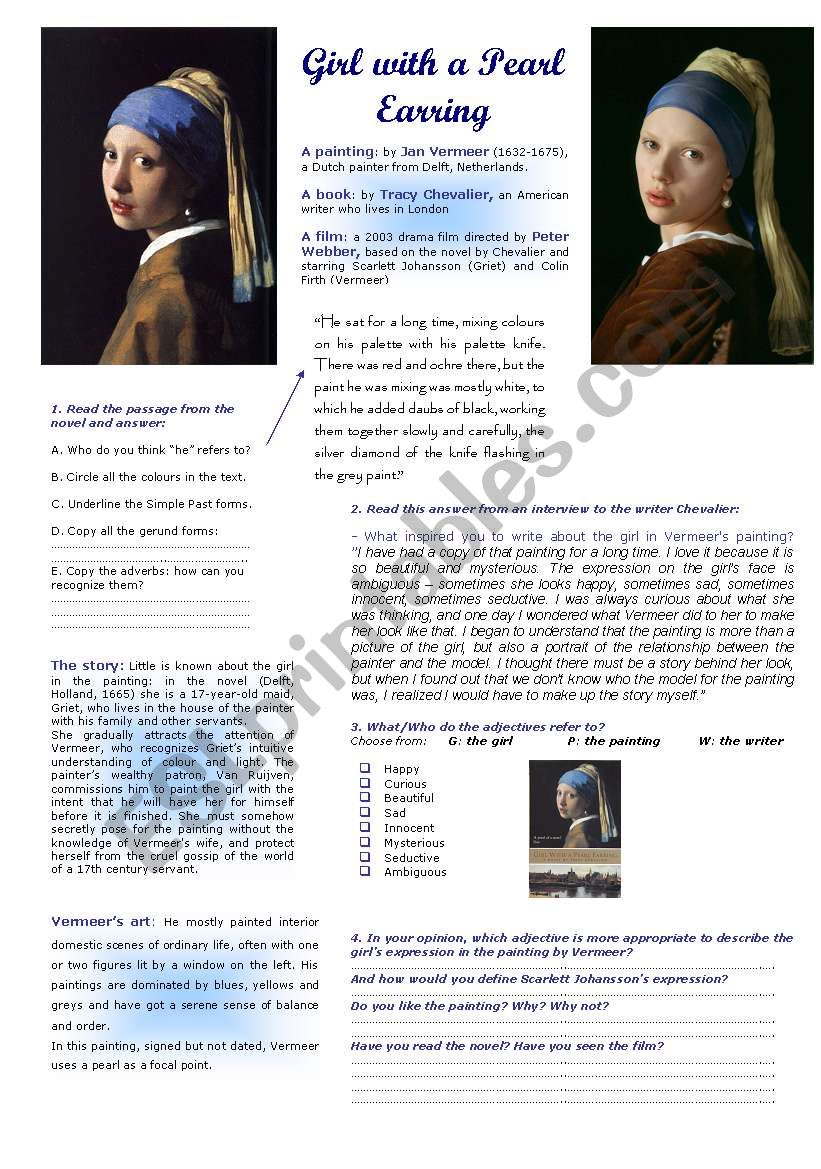 Girl with a Pearl Earring worksheet