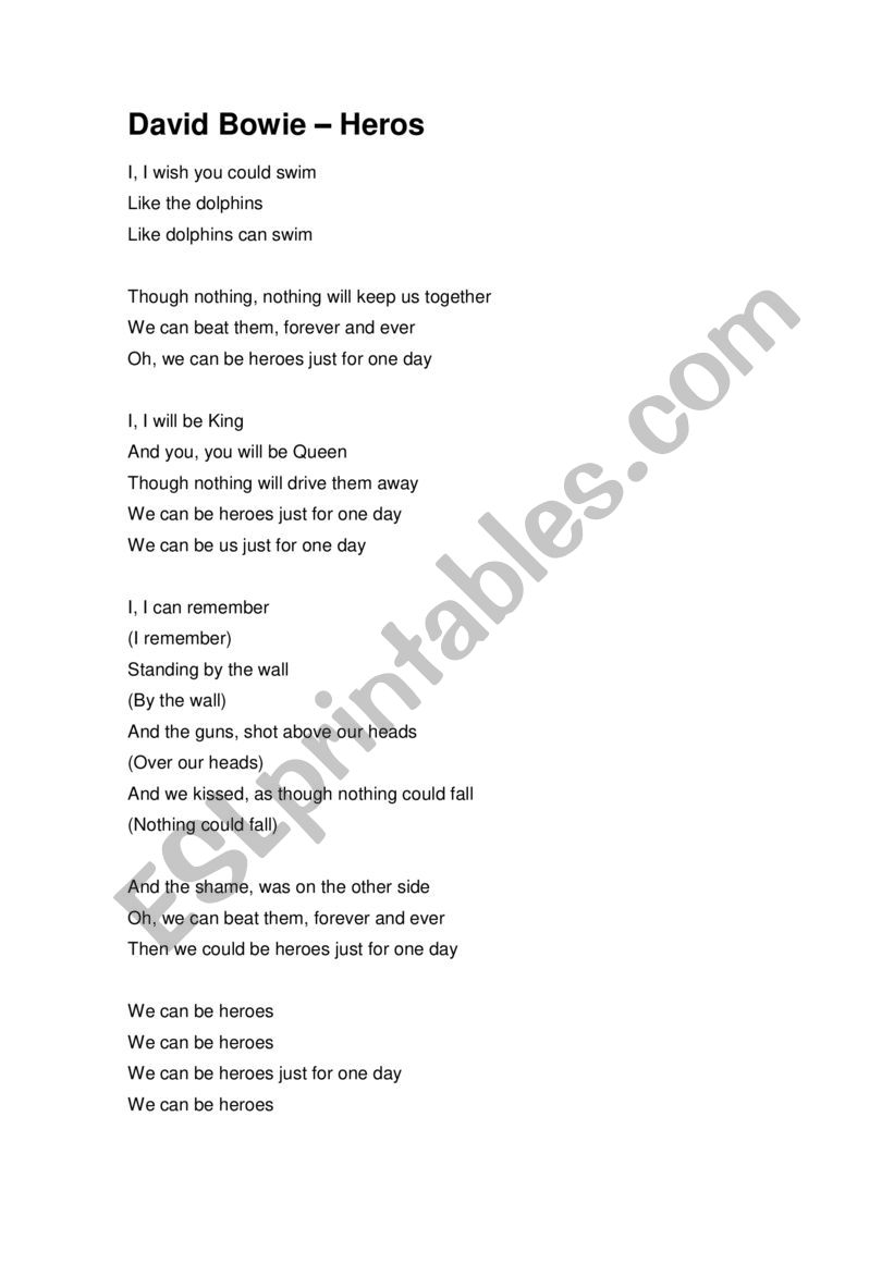 Song Worksheet - Foo Fighters, My Hero - ESL worksheet by LauraEBell