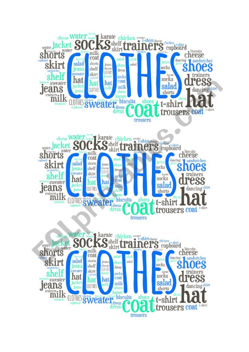 wordle (clothes) worksheet
