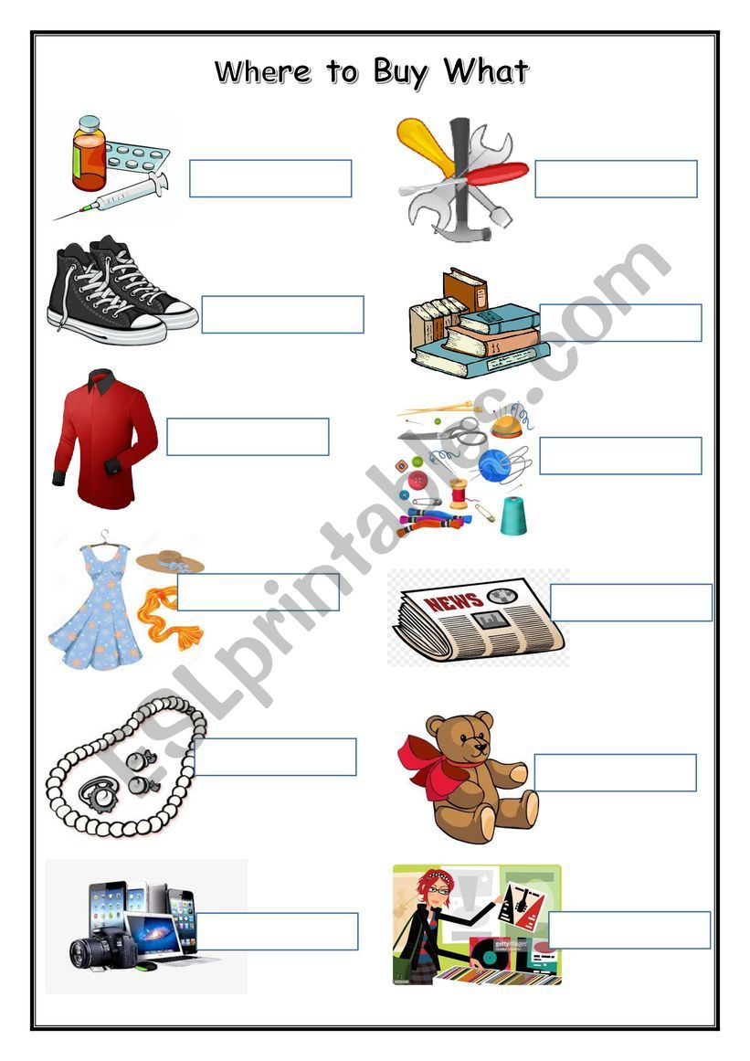 PLACES TO BUY  worksheet