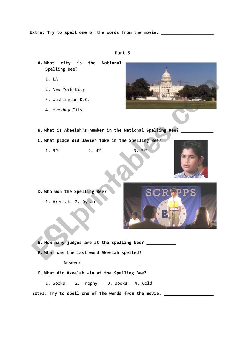 Akeelah and the Bee Worksheet P5 of P5