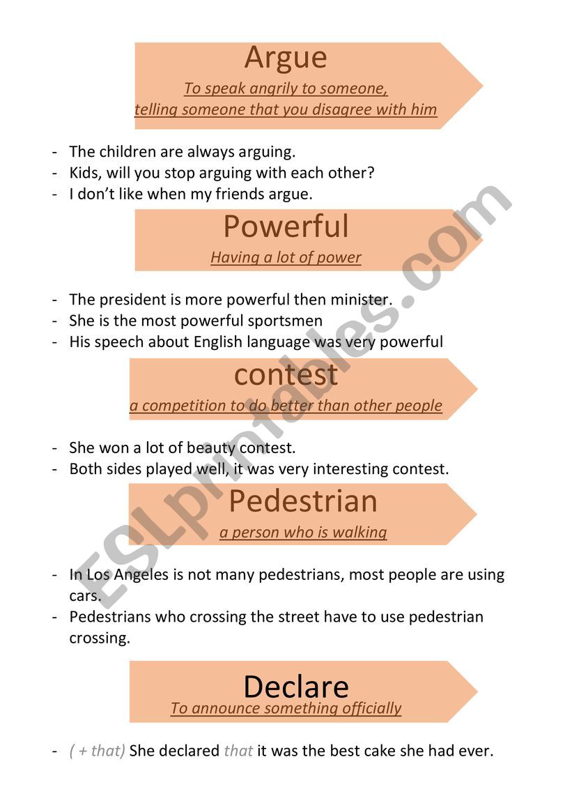 vocabluary worksheet