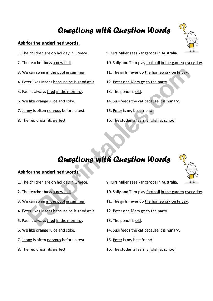 Question Words worksheet