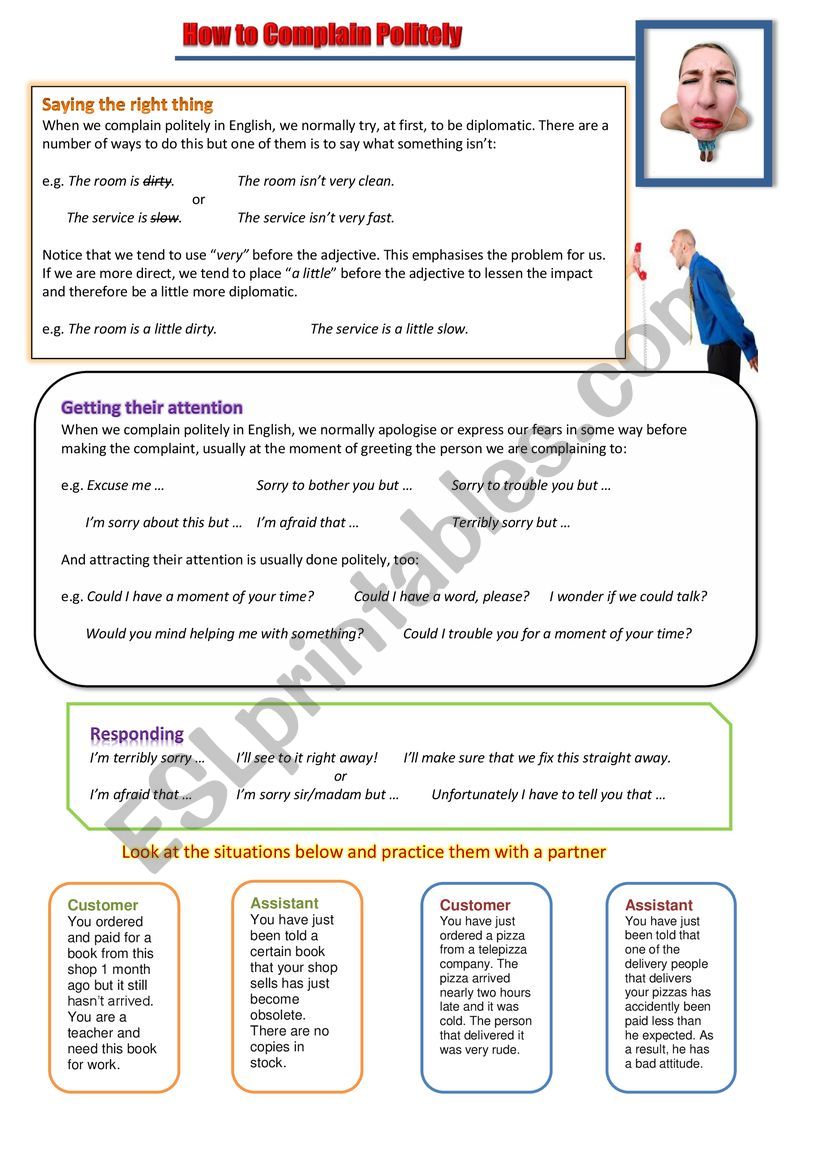 How to Complain - activity worksheet