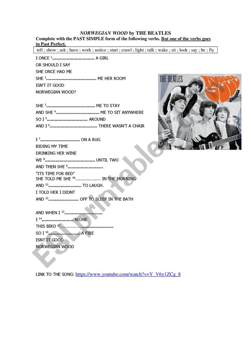 A Beatles song to practise the past simple of regular and irregular verbs