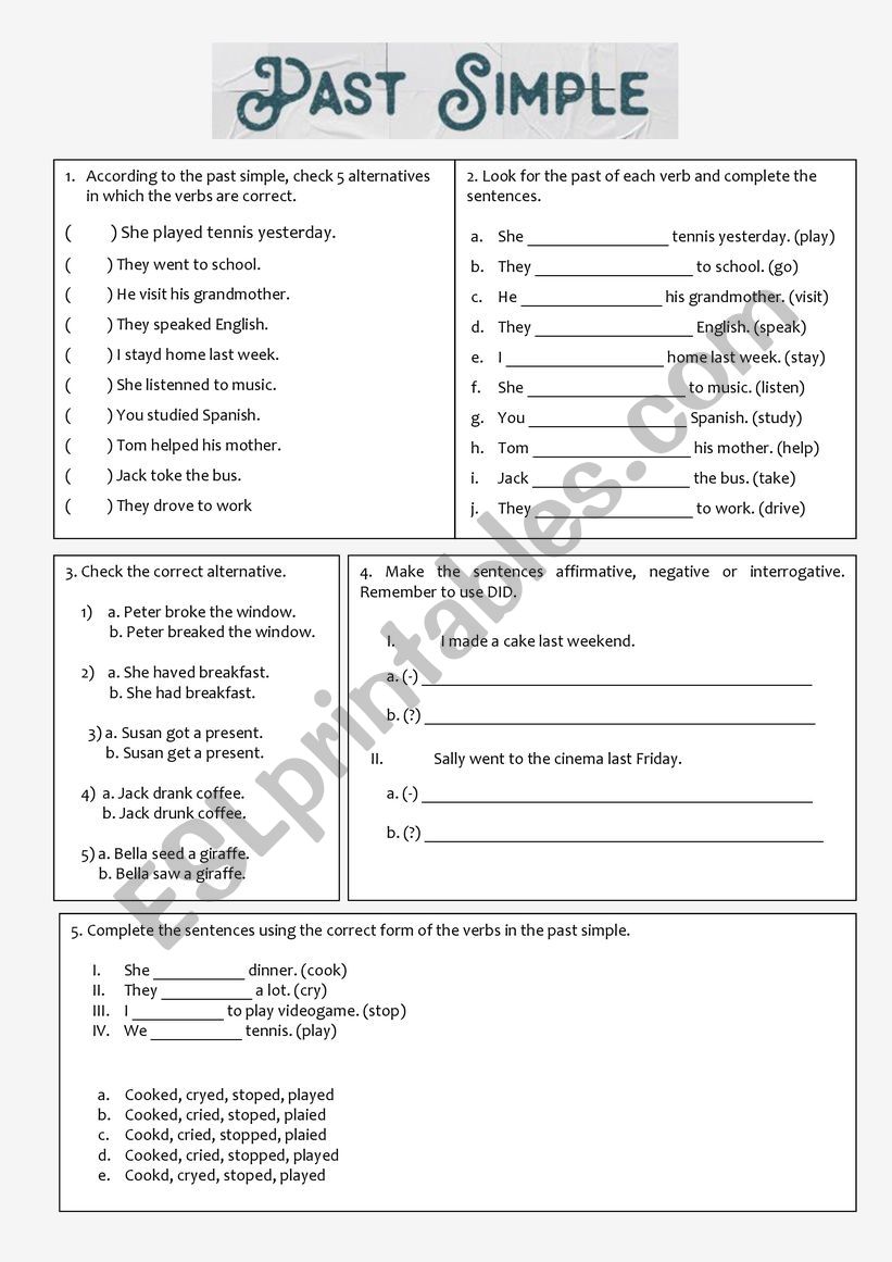 Past Simple Activities worksheet