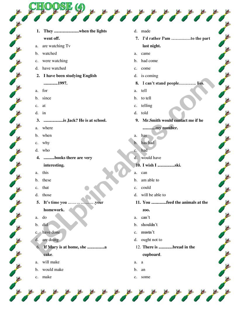 Choose! (4) worksheet