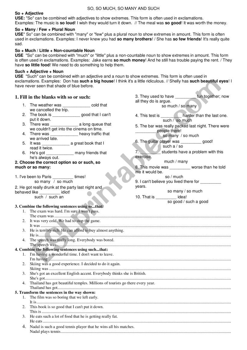 Quantifiers worksheet