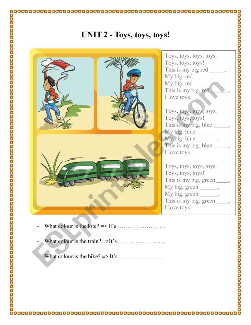 Toys  song worksheet