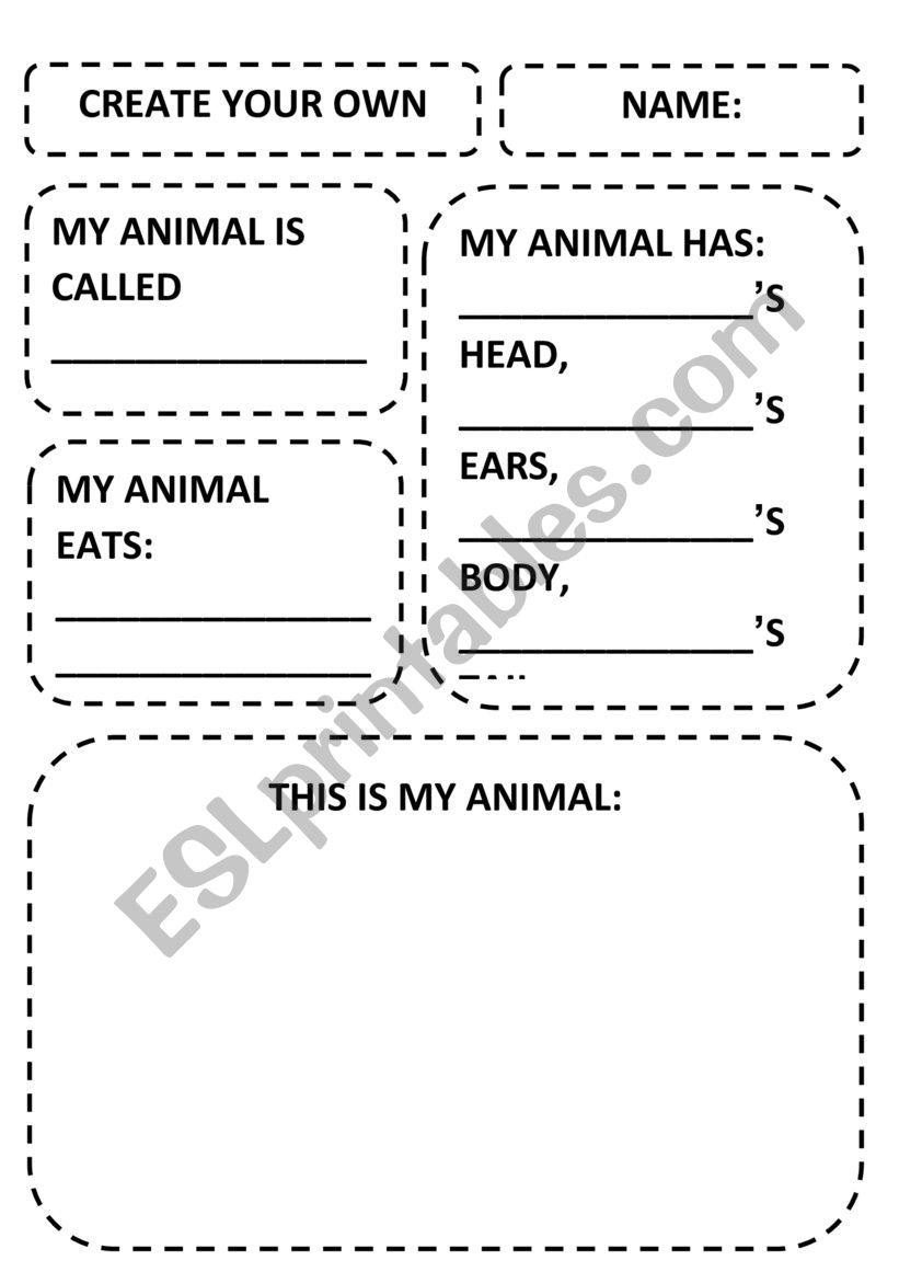 Create an animal - ESL worksheet by nikiforka