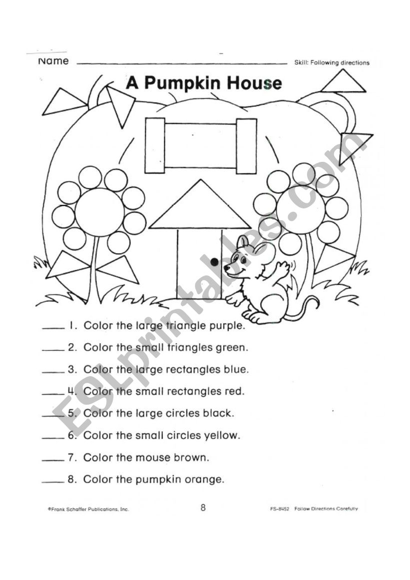 the pumpkin house worksheet
