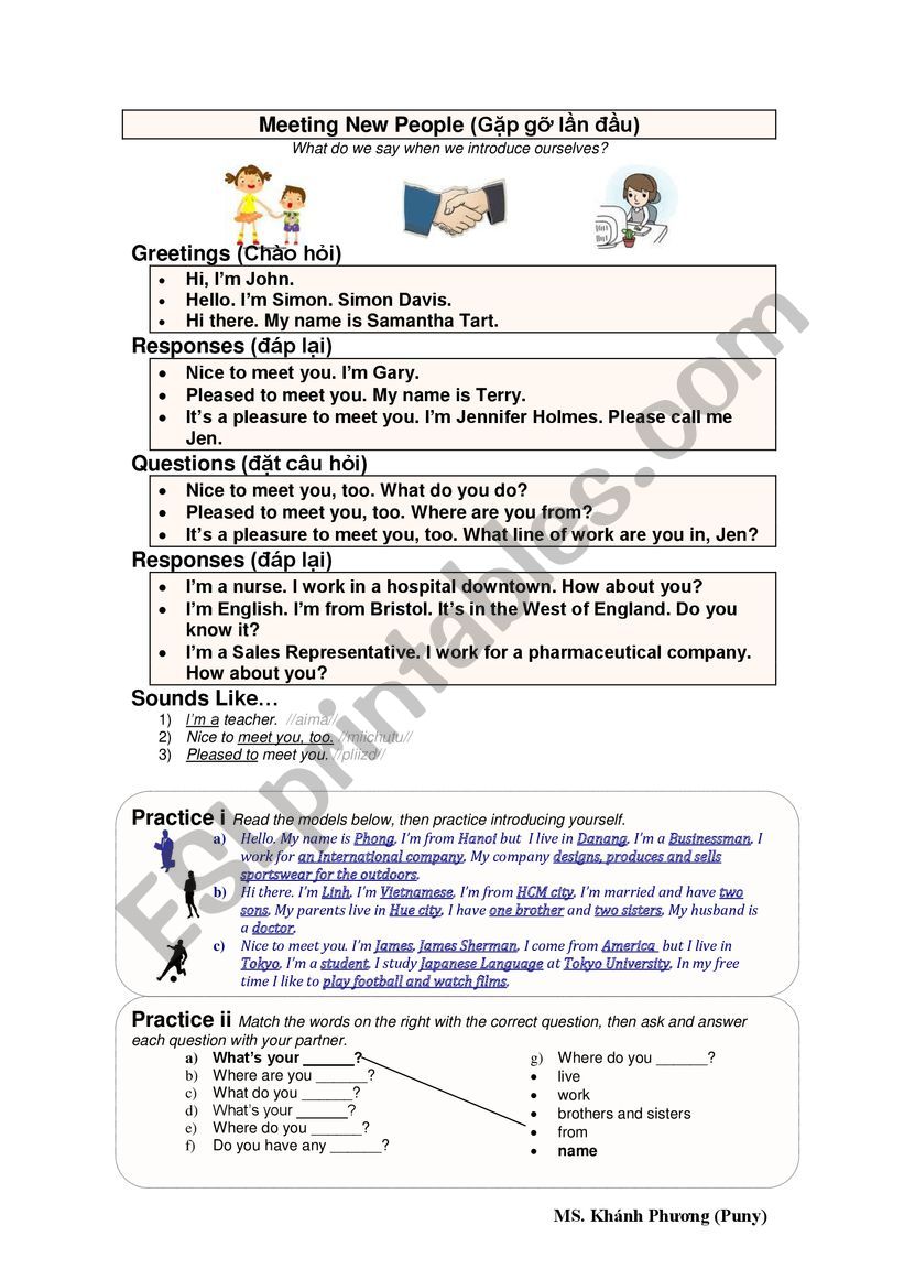 Meeting new people worksheet