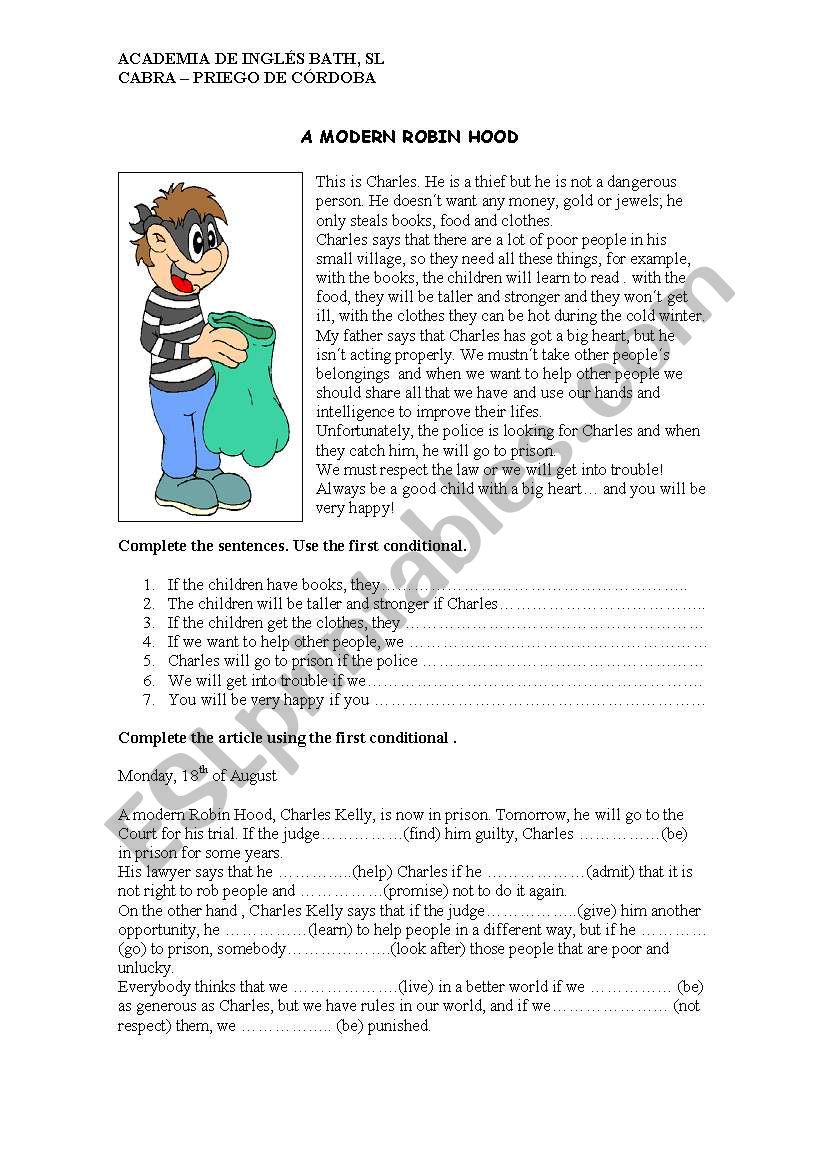 A modern Robin Hood worksheet