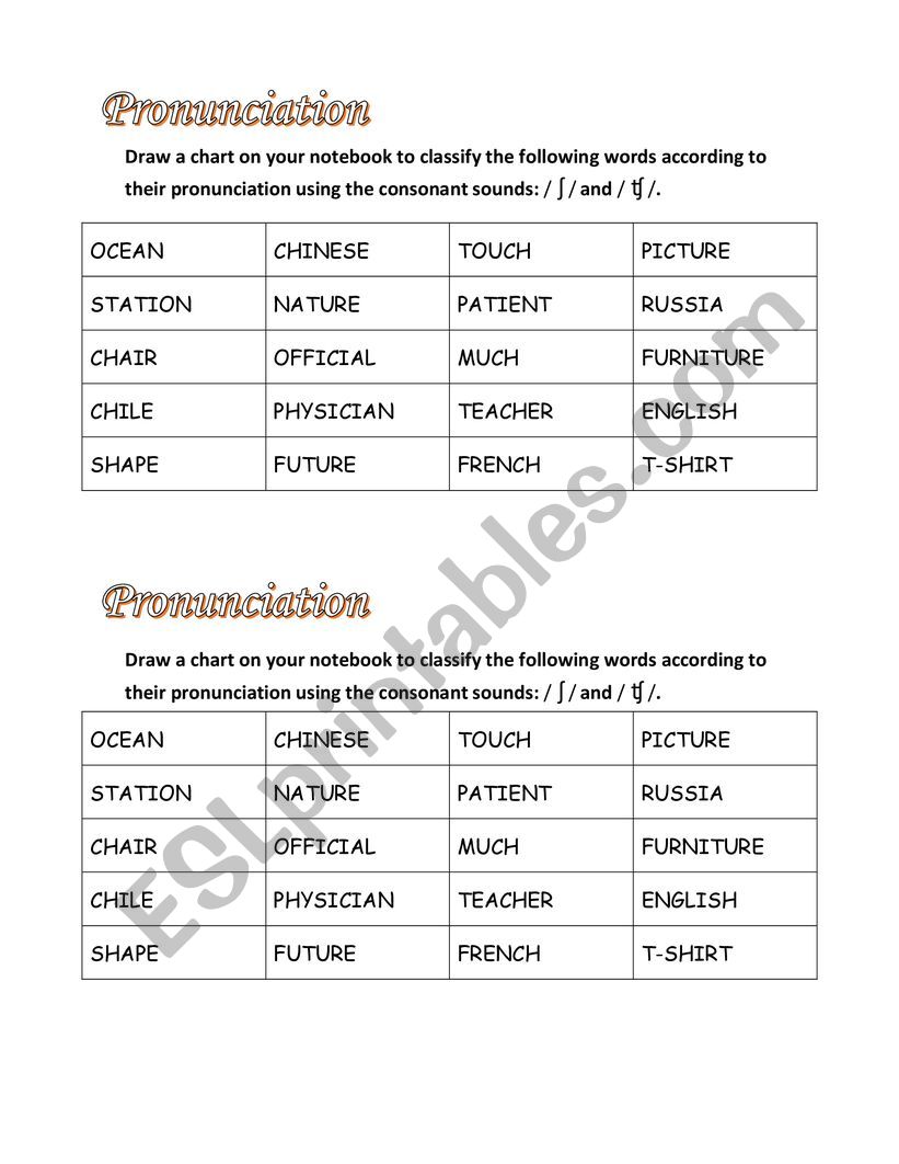 Consonants worksheet