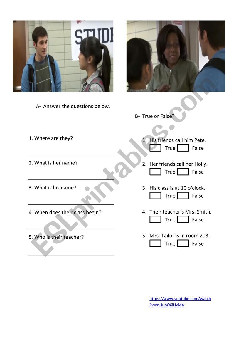 Greeting and Meeting People Listening Worksheet